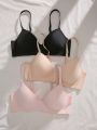 3pcs Solid Underwire Bralette