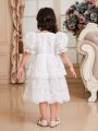 SHEIN Young Girl's Slim Fit Gorgeous Puff Sleeve A-Line Dress