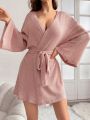 Women's Belted Bathrobe Home Wear