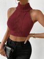 SHEIN Essnce 1pc Turtleneck Cable Knit Top