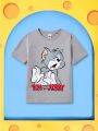 TOM & JERRY X SHEIN Tween Boy Cartoon & Letter Graphic Drop Shoulder T-Shirt