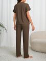 Women'S Ribbed Batwing Sleeve Loungewear Set