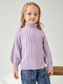 SHEIN Toddler Girls Funnel Neck Cable Knit Sweater