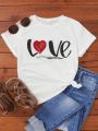 1pc Girls' Letter Print Round Neck T-Shirt