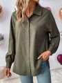 SHEIN LUNE Ladies' Solid Color Long Shirt