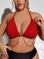 SHEIN Swim SXY Plus Size Women's Halter Strap Swimsuit Top