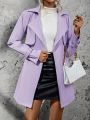 SHEIN Frenchy Lapel Neck Open Front Trench Coat