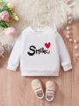 Baby Girl Letter & Heart Graphic Sweatshirt