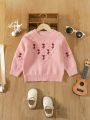 Baby Girls' Casual Round Neck Floral Pattern Sweater For Winter