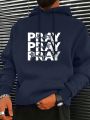 Plus Letter Graphic Kangaroo Pocket Drawstring Hoodie