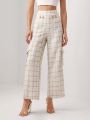 TSS Plaid Print Flap Pocket Crop Tweed Pants