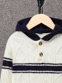 SHEIN Kids EVRYDAY Young Boy Striped Pattern Cable Knit Sweater