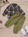 Baby Plaid Overcoat With Pants