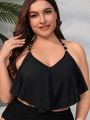 SHEIN Swim Vcay Plus Size Women's Beaded Halter Bikini Top