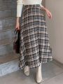 DAZY Plaid Print Flared Skirt