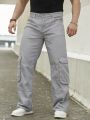 Men Flap Pocket Side Cargo Jeans