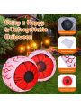 Costway 2 Pack 3 FT Halloween Inflatable Eyeballs w/ Air Blower & Red LED Lights