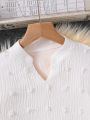 SHEIN Kids EVRYDAY Girls' Elegant & Gentle White Long Sleeve Shirt