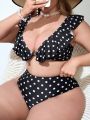 SHEIN Swim Chicsea Plus Size Polka Dot Print Swimsuit Set