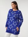 Plus Size Star Pattern Sweater