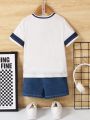 SHEIN Kids Academe Young Boys' Regular Fit Short Sleeve T-Shirt With Digital Print, Spring/Summer