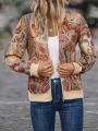 Paisley Print Zip Up Bomber Jacket