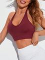 SHEIN Yoga Basic Women'S Backless Halter Neck Sports Bra