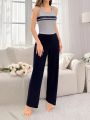 Women'S Stripe Tank Top And Long Pants Lounge Wear Set