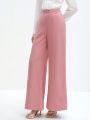 SHEIN BIZwear Women's Solid Color Wide Leg Pants