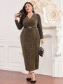 SHEIN Modely Plus Size Leopard Print Wrap Dress