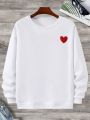 Men's Plus Size Heart Embroidery Thermal Lining Hoodie