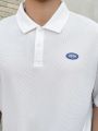 Manfinity Hypemode Loose-Fit Men's White Polo Shirt With Short Sleeves And A Versatile Style