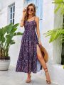 SHEIN VCAY Vacation Style Women's Long Split Hem Dress