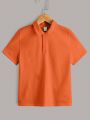 SHEIN Kids EVRYDAY Tween Boy's Casual Comfortable Solid Color Polo Shirt