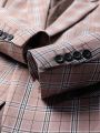 Men's Plaid Notched Lapel Suit Jacket