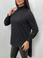 SHEIN SXY Turtleneck Drop Shoulder Sleeve Sweatshirt