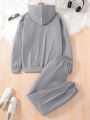 Teen Girl Figure Graphic Zip Up Hoodie & Sweatpants