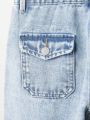 Boys' Denim Overalls With Distressed Finish, Suitable For Teenagers