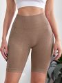 Yoga Basic Seamless Contrast Panel Biker Shorts