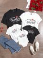 Baby Girls Letter Print Valentine'S Day T-Shirt Family Pack (5 Pieces Sold Separately)