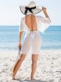 SHEIN Swim Chicsea Women'S White Sheer Mesh Cover Up