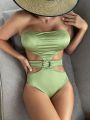 Women's Solid Color Hollow Bandeau Jumpsuit