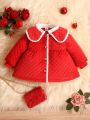 Elegant New Year's Eve Girl's Contrast Color Button Cardigan Jacket