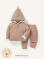 Cozy Cub Baby Boy Half Button Thermal Hoodie & Pants