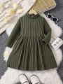 Young Girl Turtleneck Ribbed Knit Dress