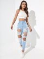 Ladies' Skinny Fit Ripped Jeans