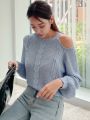 DAZY Cold Shoulder Cable Knit Sweater