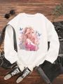 Big Girls' Butterfly Printed Long Sleeve Sweatshirt