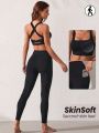 SHEIN Leisure Women's Solid Color Slim Fit Sportswear Set