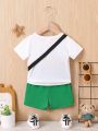 Baby Boy Solid Tee & Letter Graphic Shorts